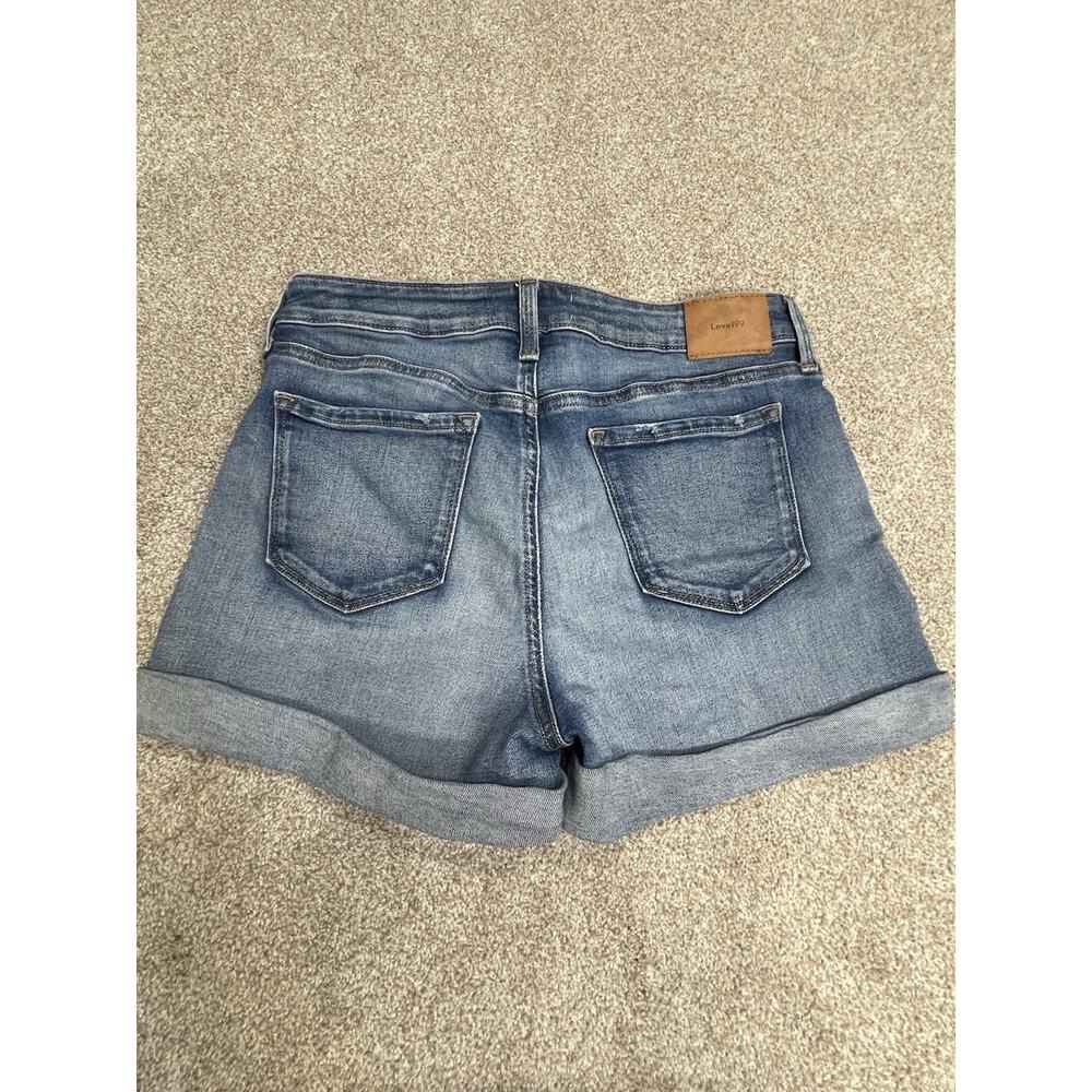 Anthropologie boho Level 99 High Rise Cuffed Denim Shorts 28 Elysium Medium Wash